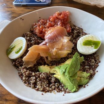The Works Bakery Cafe - Smoked Salmon bowl with Quinoa. - Cafes Near Me - Latham, New York The Works Bakery Cafe - Smoked Salmon bowl with Quinoa. - Cafes Near Me - Latham, New York