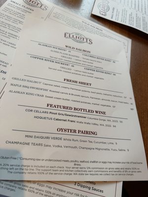 Menu photo 2 Elliott's Oyster House Seattle, WA Menu photo 2 Elliott's Oyster House Seattle, WA