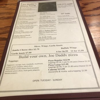 Joe Daddy's Pizza - Menu - Pizza Near Me - Cape Coral, Florida Joe Daddy's Pizza - Menu - Pizza Near Me - Cape Coral, Florida