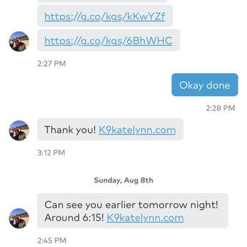 K9katelynn - Screenshots between company and Dog Training - Pet Training Near Me - Phoenix, Arizona