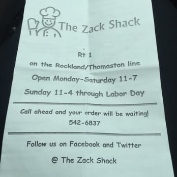 The Zack Shack - Menu cover! - Food Trucks Near Me - Thomaston, Maine