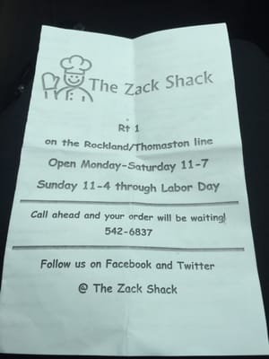 Menu photo 4 The Zack Shack Thomaston, ME
