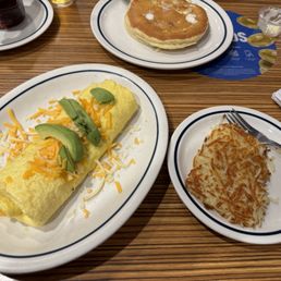 Make-your-own-omelet with 4-cheese blend, avocado, and hashbrowns on the side Make-your-own-omelet with 4-cheese blend, avocado, and hashbrowns on the side