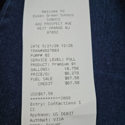 Essex Green Sunoco - $67.50 for 10 gallons West Orange, NJ