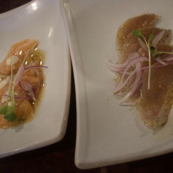 Tomikawa Japanese Restaurant - Salmon Carpaccio and Albacore Carpaccio - Japanese Near Me - Pasadena, California