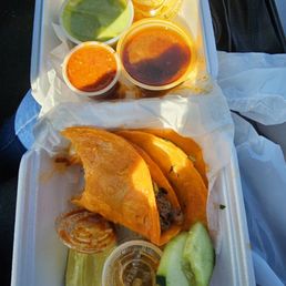 2 barria tacos make sure you get the guacamole sauce! 2 barria tacos make sure you get the guacamole sauce!