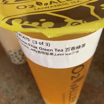 O2 Valley - #T7 Passion Fruit Green Tea (with lychee coconut jelly) - Bubble Tea Near Me - Cupertino, California