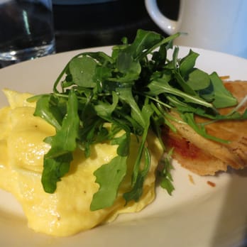 Skillet - Rustic breakfast tomato pie (so tasty, wish the slice was bigger); served with folded scrambled egg and arugula salad - New American Near Me - Columbus, Ohio Skillet - Rustic breakfast tomato pie (so tasty, wish the slice was bigger); served with folded scrambled egg and arugula salad - New American Near Me - Columbus, Ohio