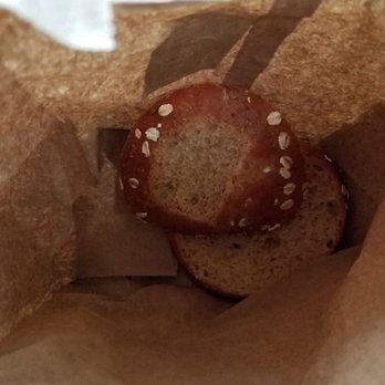 Panera Bread - Sad sprouted grain bagel flat...what happened to the top? - Sandwiches Near Me - Madison, Wisconsin
