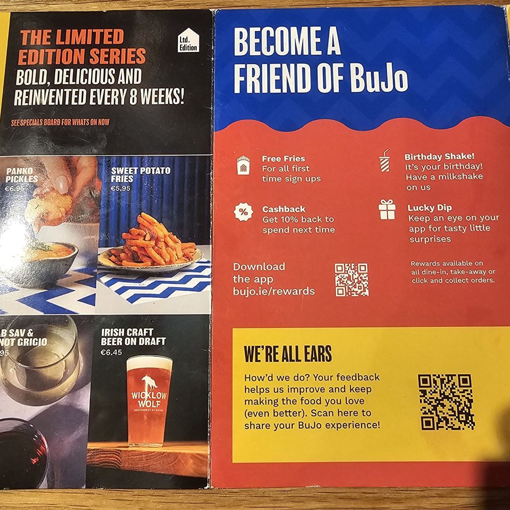 BuJo - Menu - Burgers Near Me - Sandymount, D