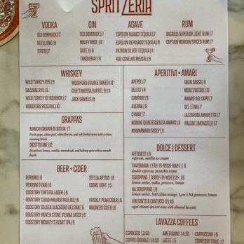 Spritzeria - Menu - Italian Near Me - Chattanooga, Tennessee Spritzeria - Menu - Italian Near Me - Chattanooga, Tennessee