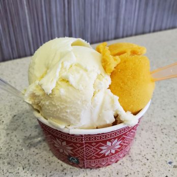 The Sweet Spot - Medium gelato ($7.18). Left: durian gelato; right: mango sorbet. - Coffee & Tea Near Me - Las Vegas, Nevada