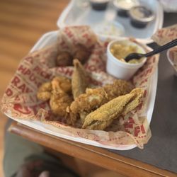 Eat My Catfish - North Little Rock - 3 n 1 lunch, catfish poboy & fries Green tomatoes.