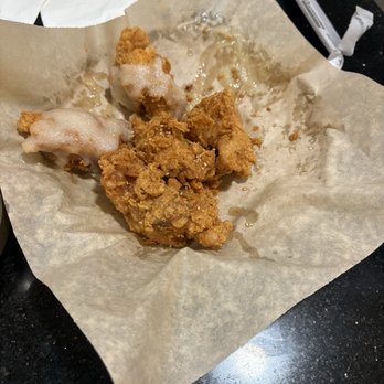Mugunghwa - What's left of the half Garlic, half Plain boneless chicken - Korean Near Me - Oakland, California Mugunghwa - What's left of the half Garlic, half Plain boneless chicken - Korean Near Me - Oakland, California