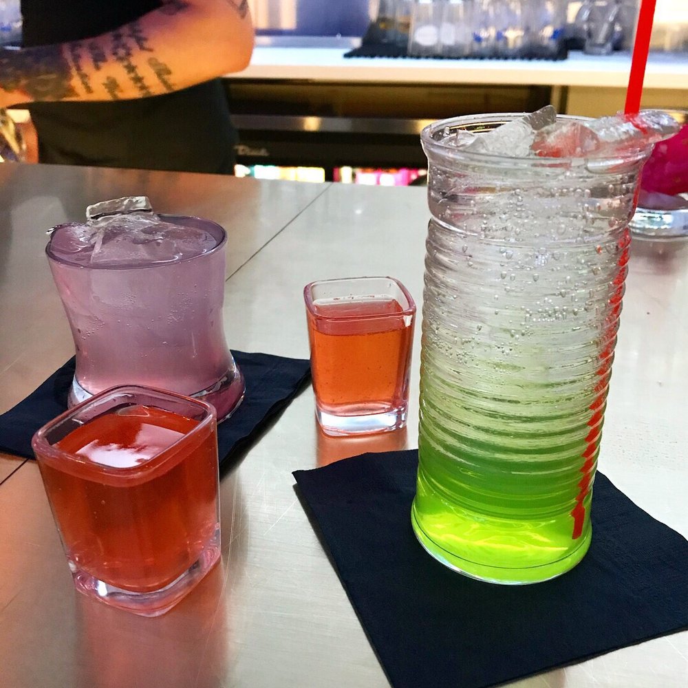 Tokyo Kitty - Drinks left to right: Kumamon, Kawaii "sake bomb" shots, and Uniqulo - Karaoke Near Me - Cincinnati, Ohio Tokyo Kitty - Drinks left to right: Kumamon, Kawaii "sake bomb" shots, and Uniqulo - Karaoke Near Me - Cincinnati, Ohio