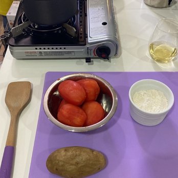 Chef Studio - Some of the ingredients for gnocchi and tomato basil sauce. - Cooking Classes Near Me Chef Studio - Some of the ingredients for gnocchi and tomato basil sauce. - Cooking Classes Near Me