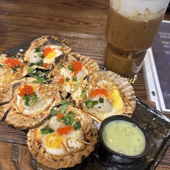 HEM Kitchen And Bar - Cream coffee and razor clams with quail eggs, one of my favorite! - Vietnamese Near Me - Houston, Texas