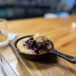 J'ouvert Caribbean Kitchen & Bar - Cornbread with blueberries and butter