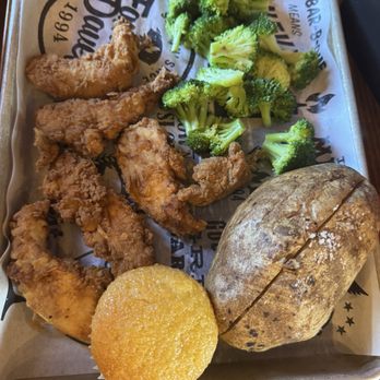 Famous Dave's Bar-B-Que - Chicken strips, baked potato and broccoli from the $10 menu - Barbeque Near Me - West Des Moines, Iowa