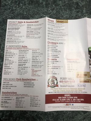 Menu photo 1 Deniro's Pizzeria & Subs Nottingham, MD Menu photo 1 Deniro's Pizzeria & Subs Nottingham, MD