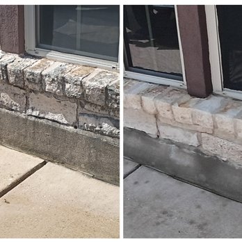 Clean Blast Driveway - Algae and general organic growth removed from white stone work. Hutto, Tx - Pressure Washers Near Me - Cedar Park, Texas