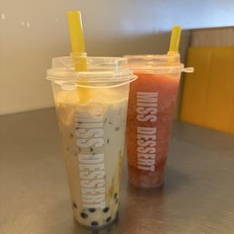 Brown Sugar Latte and Strawberry Galaxy Lemonade Brown Sugar Latte and Strawberry Galaxy Lemonade