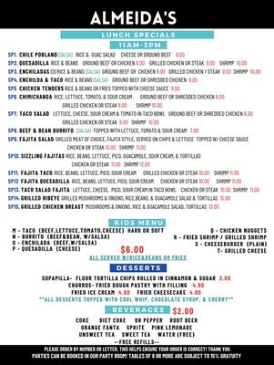 Menu photo 4 Almeida's Mexican Restaurant Chatom, AL