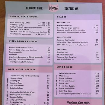 NEKO: A Cat Cafe - menu - Themed Cafes Near Me - Seattle, Washington