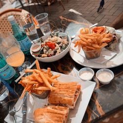 Leoné Café - CHICKEN CAPRESE PANINI FULL, Greek Salad, and Pounder Burger