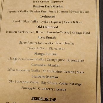 Raw Sushi Bistro - Cocktail menu 8/31 - Sushi Bars Near Me - Modesto, California