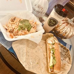 Pandan Leaf - I ordered Kimchi fries without meat, Egg banh mi and boba drink.
