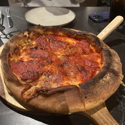 Fire & Vine - Pizza. It may not be a looker but it was good!