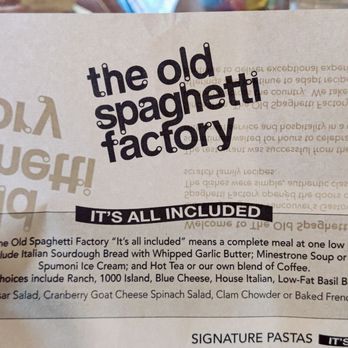 The Old Spaghetti Factory - The banner reads: IT'S ALL INCLUDED - Italian Near Me - Whistler, British Columbia