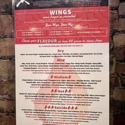 Wings Menu