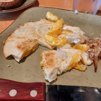 Lucky Star Pub & Eatery - This is how the Over Medium egg came to the table and this is ACTUALLY Over Hard!! Learn how to cook! - New American Near Me - Burlington, Wisconsin Lucky Star Pub & Eatery - This is how the Over Medium egg came to the table and this is ACTUALLY Over Hard!! Learn how to cook! - New American Near Me - Burlington, Wisconsin