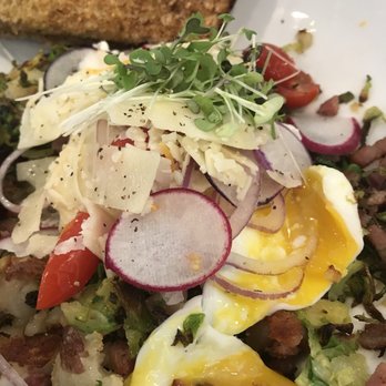 Full City Cafe - Brussel hash with poached eggs. - New American Near Me - Portage, Michigan