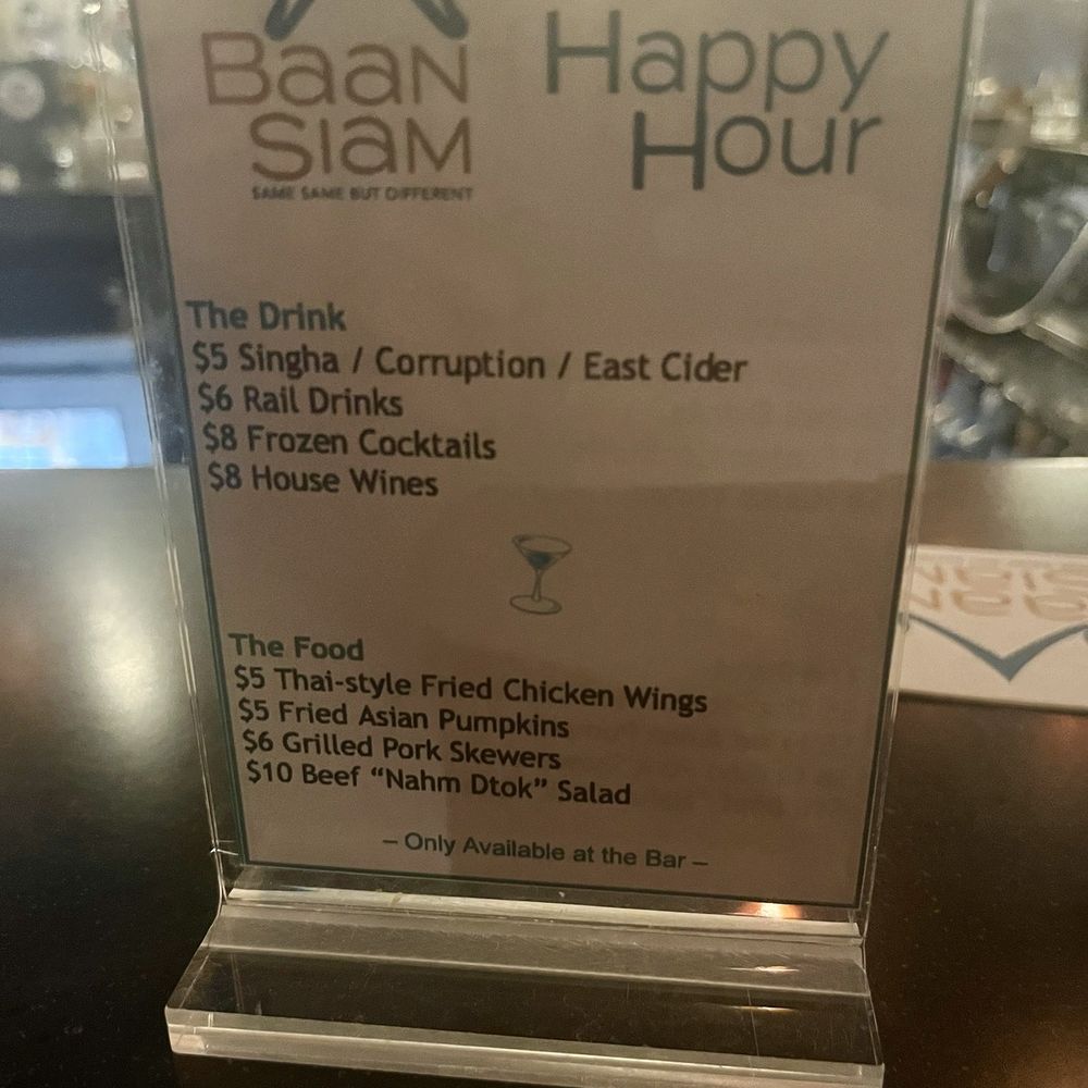 Baan Siam - Happy hour menu - Thai Near Me - Washington, DC, District of Columbia