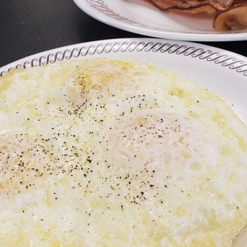 Waffle House - 3 over medium eggs salt and pepper to taste with 5 strips of grilled bacon - Diners Near Me - Ocean Springs, Mississippi Waffle House - 3 over medium eggs salt and pepper to taste with 5 strips of grilled bacon - Diners Near Me - Ocean Springs, Mississippi