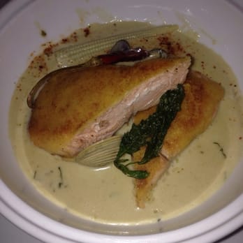 Dulce Patria - Omg - cornmeal crusted salmon in a creamed corn sauce - HEAVEN - Mexican Near Me - México, D.F., DIF Dulce Patria - Omg - cornmeal crusted salmon in a creamed corn sauce - HEAVEN - Mexican Near Me - México, D.F., DIF