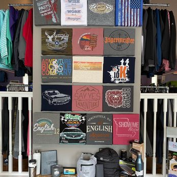 English Apparel & Promo - T-Shirt Wall with custom decoration - Screen Printing/T-Shirt Printing Near Me - Springfield, Missouri English Apparel & Promo - T-Shirt Wall with custom decoration - Screen Printing/T-Shirt Printing Near Me - Springfield, Missouri