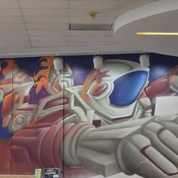 Pasadena Public Library- Fairmont - Mural of astronaut at Pasadena Library
