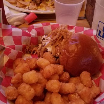 Country Club - Pulled Pork Sandwich and Tots. Tots were solid, but the sandwich needed more BBQ sauce as it was dry. - Sports Bars Near Me - Chicago, Illinois