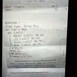Receipt of Popeyes Ripon CA Receipt of Popeyes Ripon CA