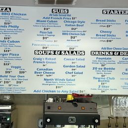 Northwinds menu since they don't have a web site Pizza and garden salad were excellent Northwinds menu since they don't have a web site Pizza and garden salad were excellent