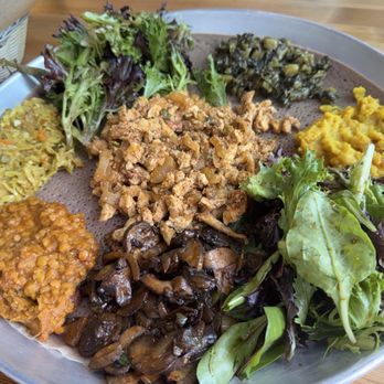 Moya - Vegan Sampler Doro Tibs Mushroom Tibs - Ethiopian Near Me - San Francisco, California Moya - Vegan Sampler Doro Tibs Mushroom Tibs - Ethiopian Near Me - San Francisco, California