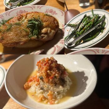 Little Owl - Crispy Bell & Evans Chicken, Sesame Green Beans, Striped Bass Special over Risotto - Breakfast & Brunch Near Me - New York, New York