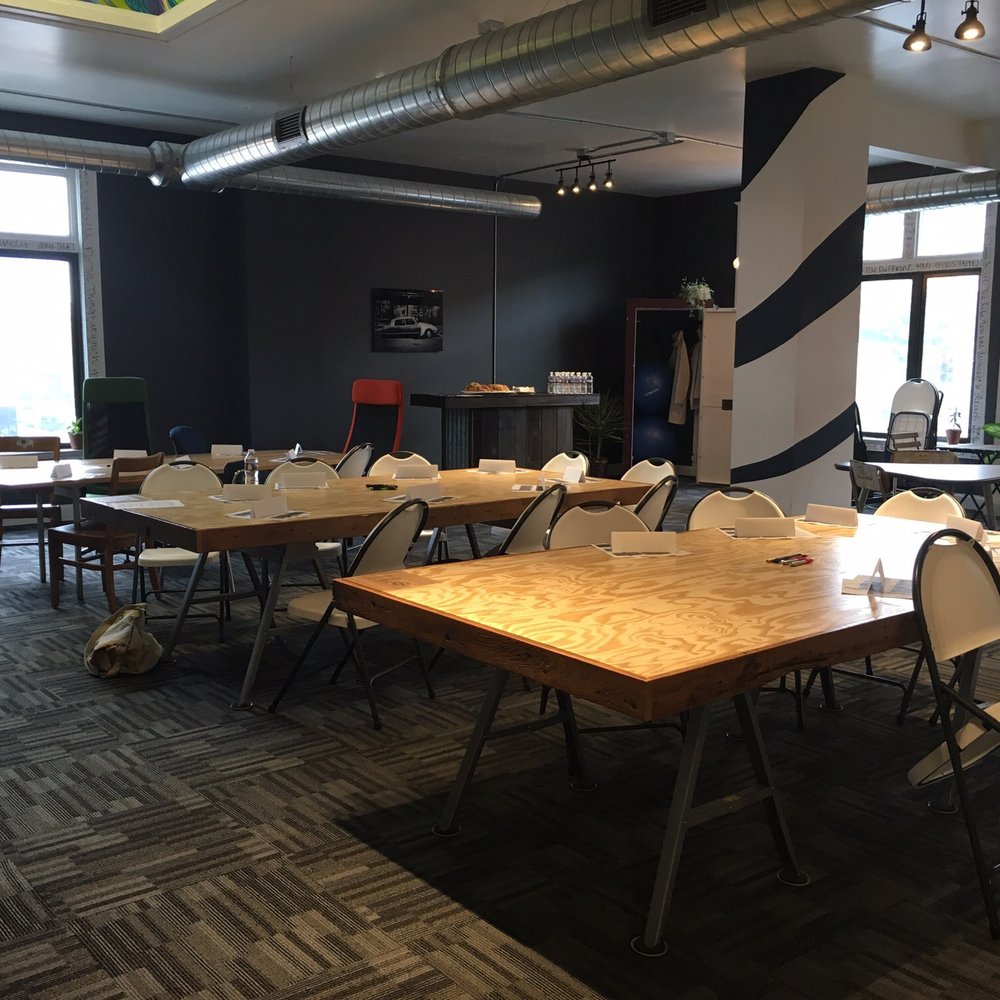 Prairie Den - Main entryway event and working space of the den. This was set up for a workshop of 25. - Shared Office Spaces Near Me - Fargo, North Dakota