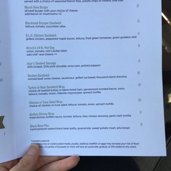 Marsh View Bar & Grill - Lunch menu pt 2 - Breakfast & Brunch Near Me - Fernandina Beach, Florida