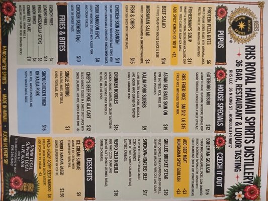 Menu photo 5 RHS Royal Hawaii Spirits Honolulu, HI