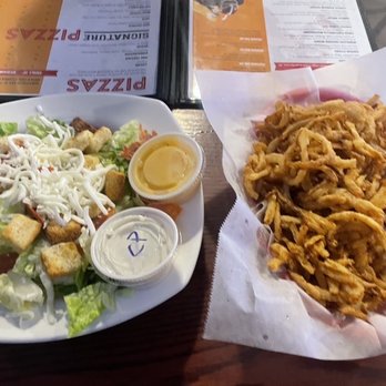 Johnny & Mike's Pizza - Rings and a salad with creamy parm. - Pizza Near Me - Carlisle, Iowa